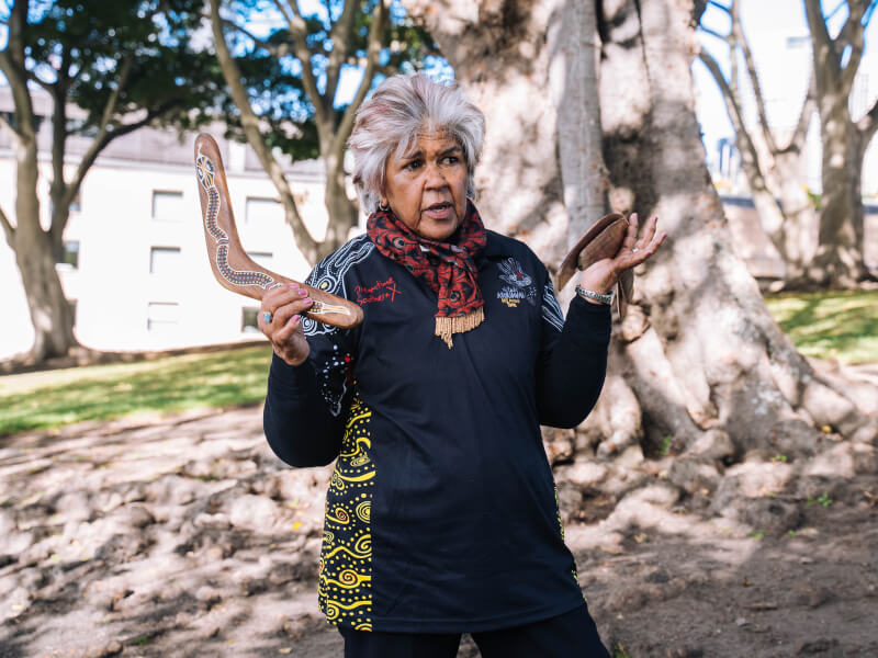 Aunty Margret talking to the group